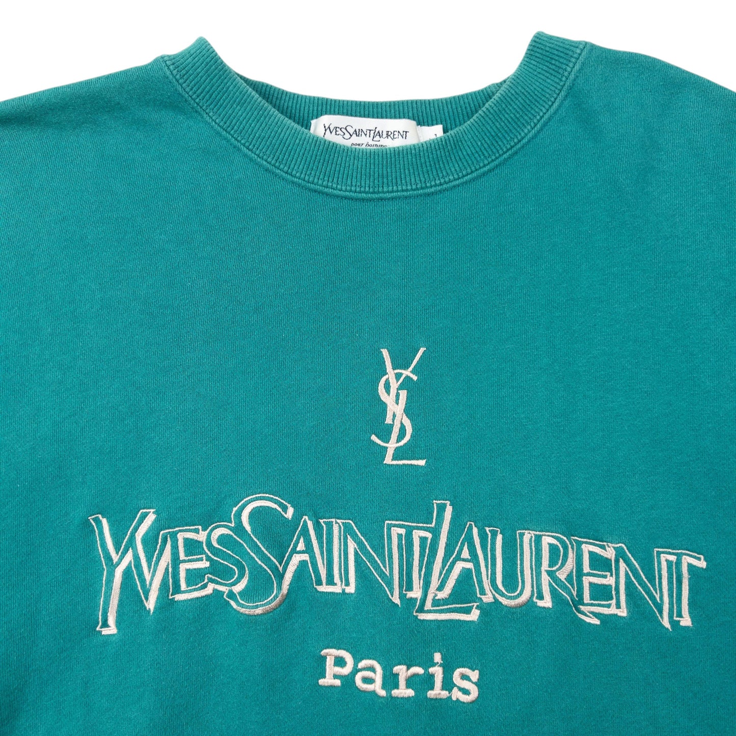 Vintage 2000s YSL Yves Saint Laurent Embroidered Sweatshirt Size M | Medium, Green