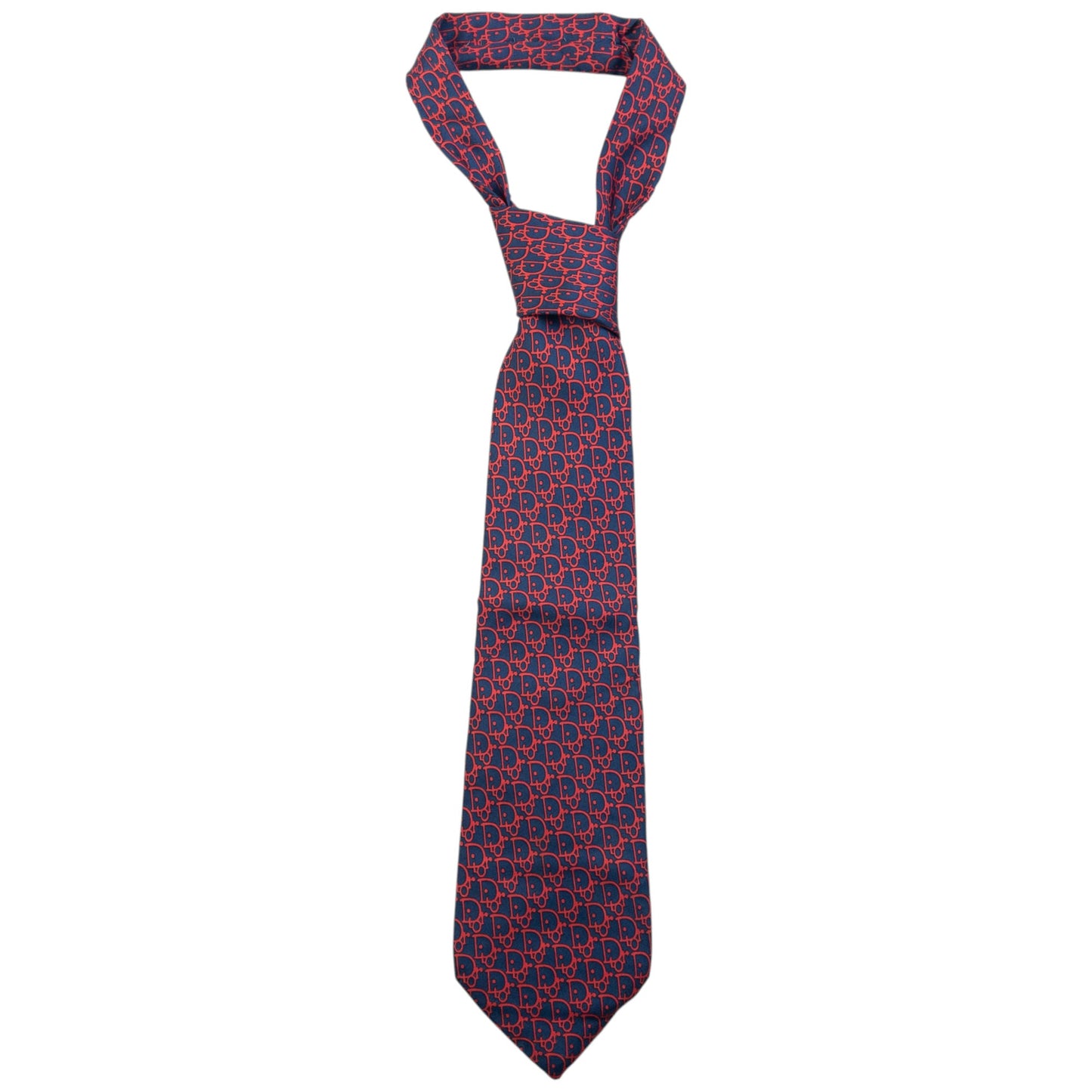 Vintage 90s Dior Monogram Silk Tie | O/S, Navy