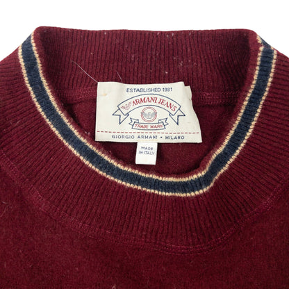 Vintage 90s Armani Jeans Wool Jumper Womens Size XS | XS, Burgundy