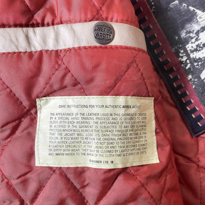 Avirex 'Spider Rock' Leather Varsity Jacket - S