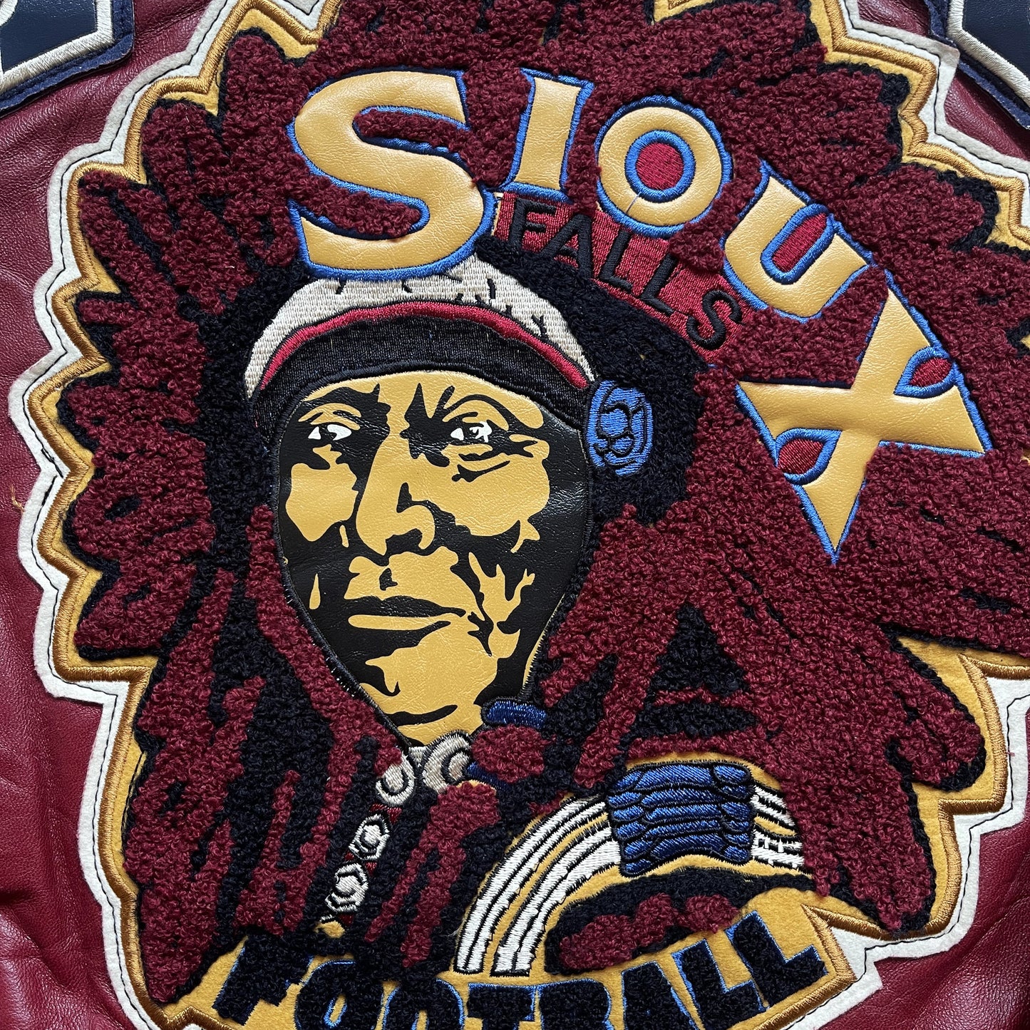 Avirex 'Sioux Football Team' Leather Varsity Jacket - M