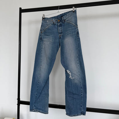 levi's engineered distressed twisted denim jeans | O/S, Red
