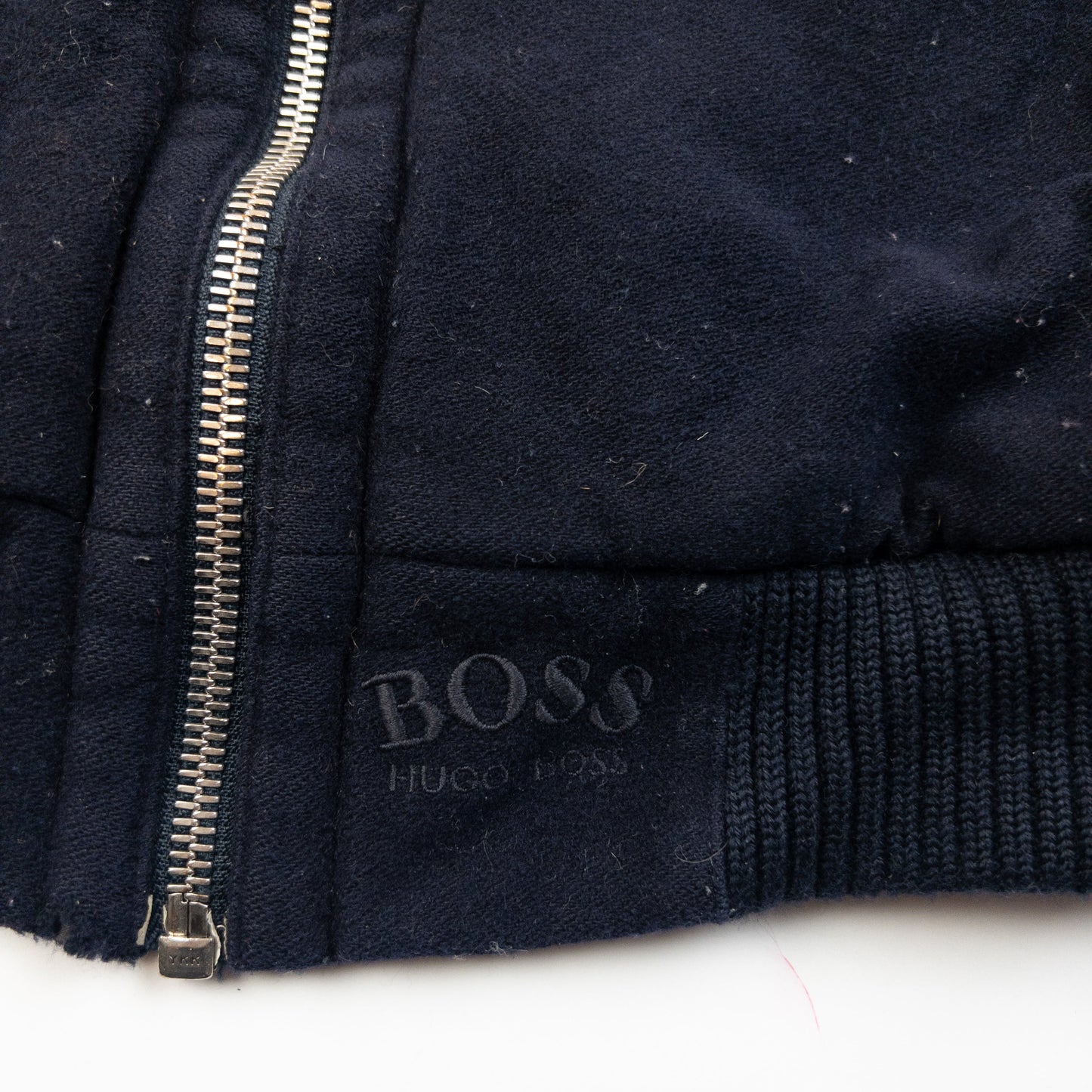 Vintage 90s Hugo Boss Cashmere Bomber Jacket Size L | Large, Navy