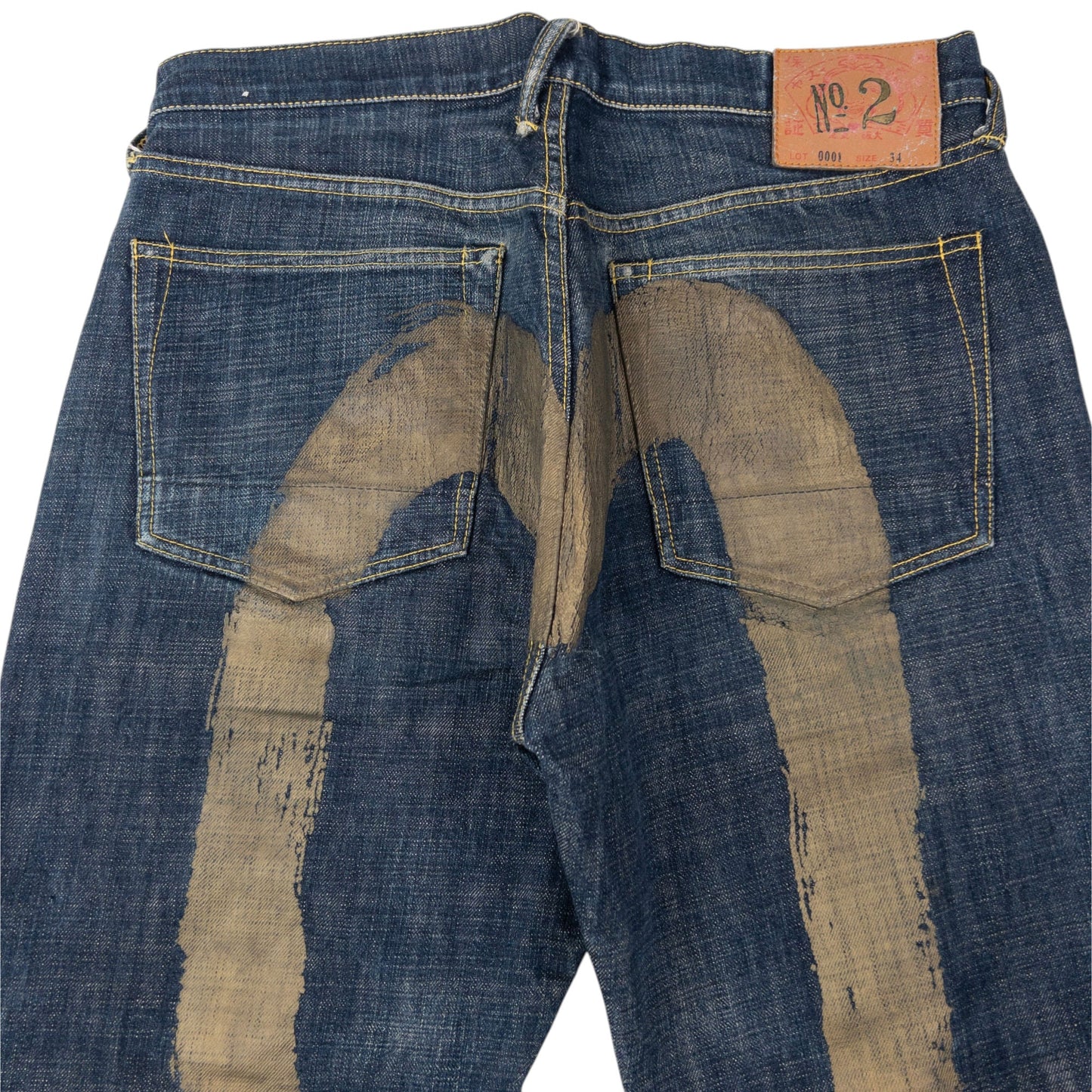 Vintage 2000s Evisu Painted Daicock Japanese Denim Jeans Size W32 | W32, Multicoloured