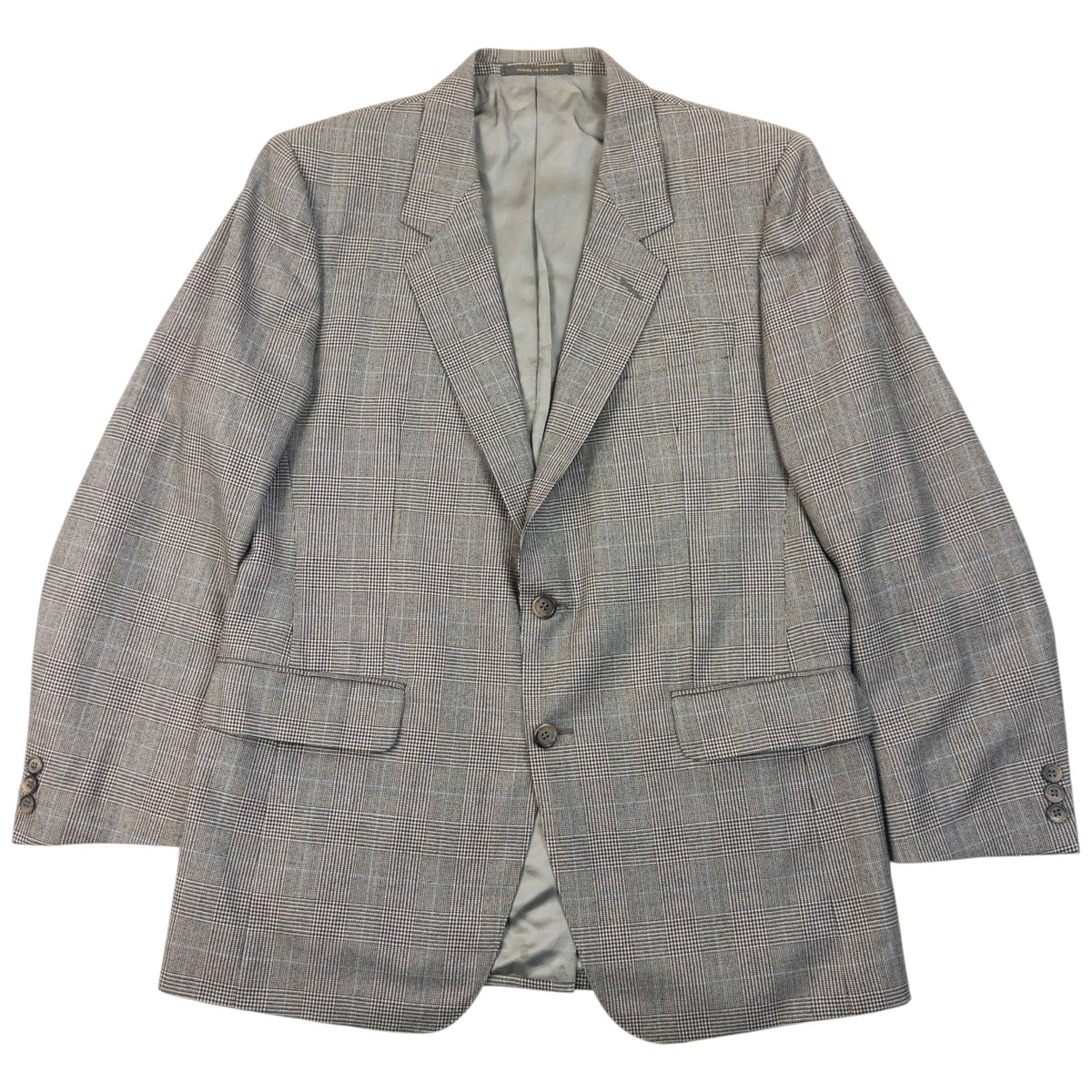 Vintage 90s Burberry Checkered Wool Jacket & Trousers Suit Set Size M | Medium, Grey