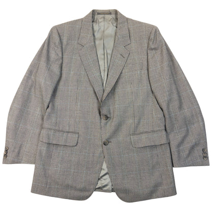 Vintage 90s Burberry Checkered Wool Jacket & Trousers Suit Set Size M | Medium, Grey