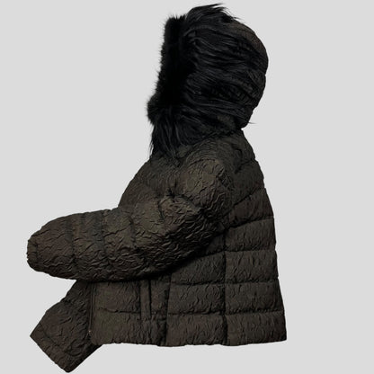 Prada 2014 Extreme Fur Hooded Silk & Wool Textured Puffer Jacket - IT44 (S) | Default Title, Blue