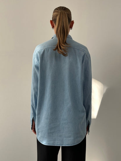 Armani Jeans Pure Cotton Denim Logo Shirt - XL