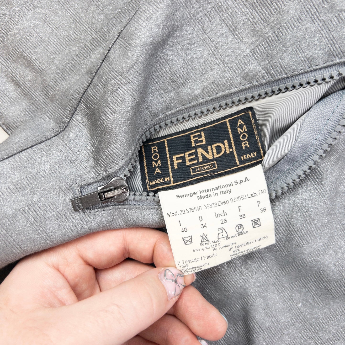 Vintage 90s Fendi Monogram Metallic Reversible Jacket Size M