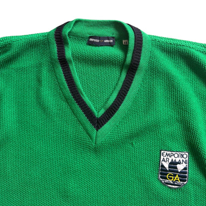 1980's Emporio Armani Knitted V-Neck Jumper (S) | Default Title, Red