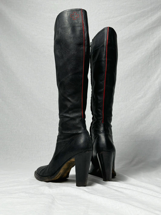 AF VANDEVORST RED STRIPE KNEE HIGH BOOTS | DEFAULT TITLE, Red