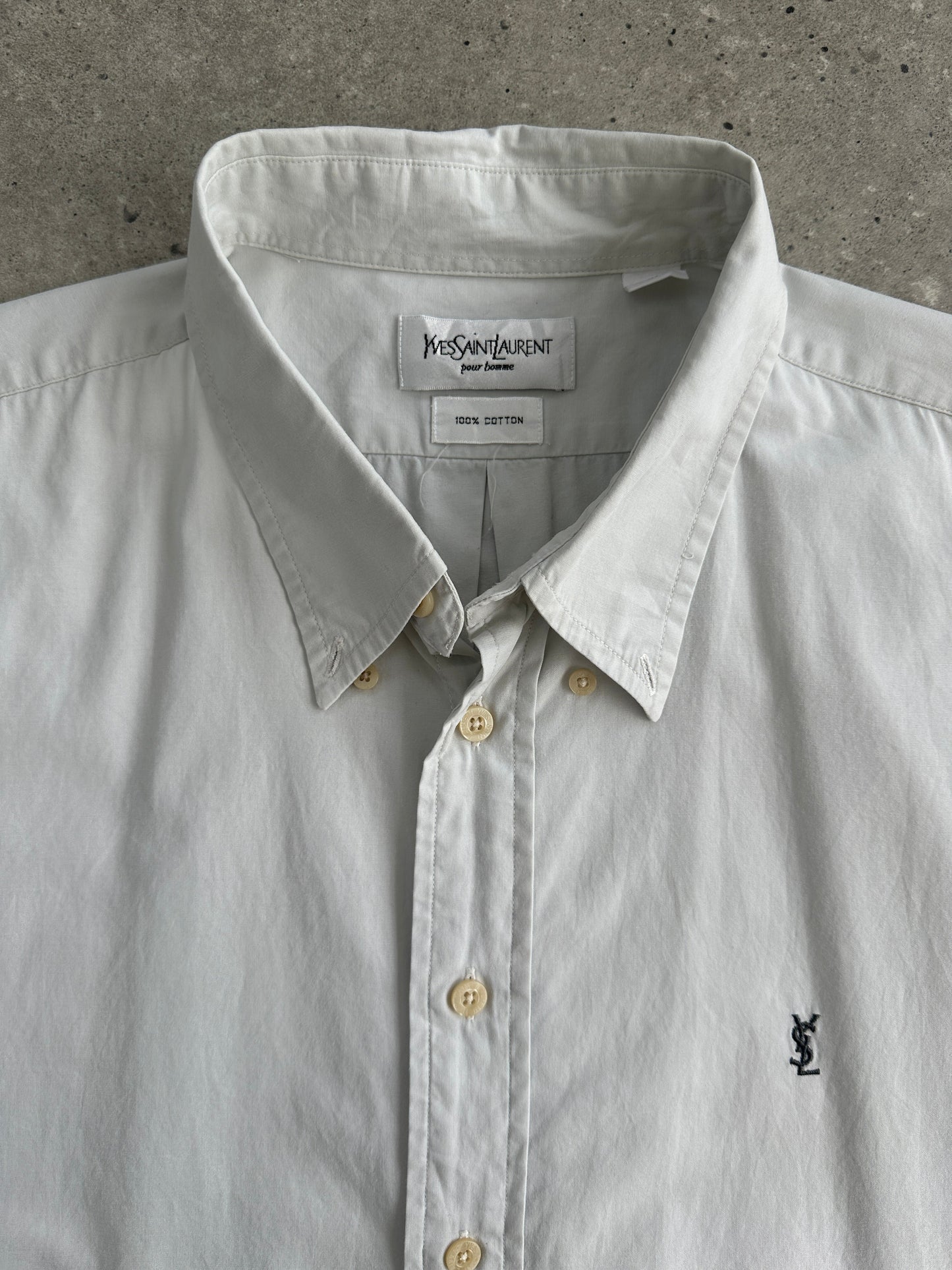 Yves Saint Laurent Pour Homme Pure Cotton Short Sleeve Logo Shirt - XXL