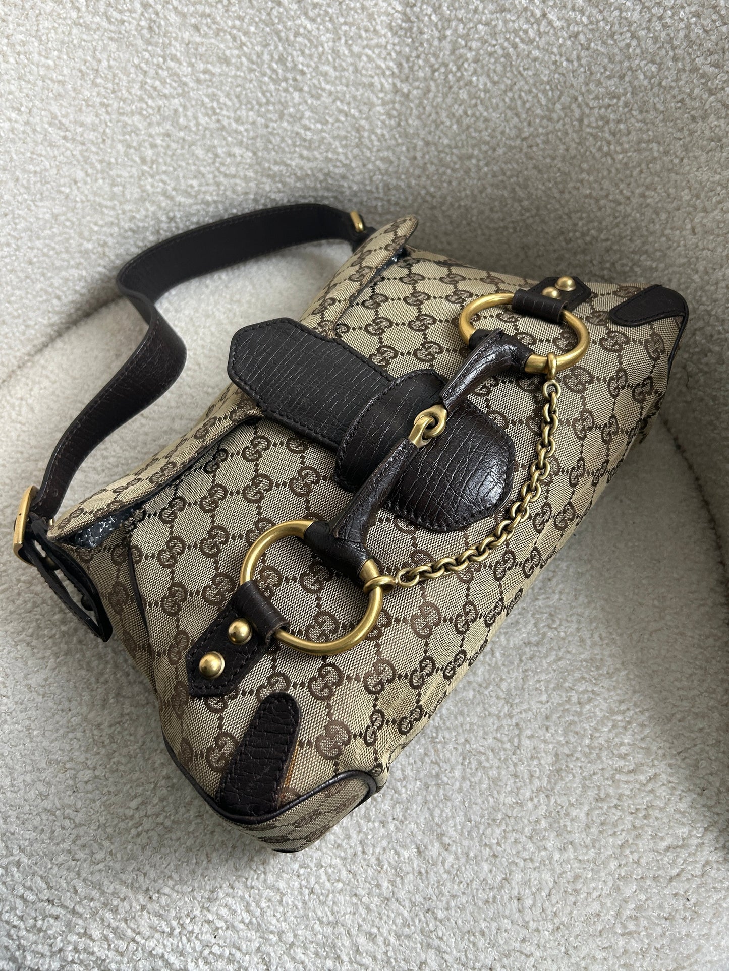 Vintage 90s Gucci Monogram Horsebit 1955 Shoulder Bag | O/S, Multicoloured