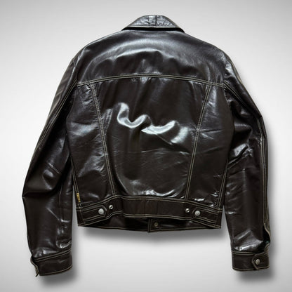 Armani Jeans Contrast Stitch Leather Jacket (2000s)