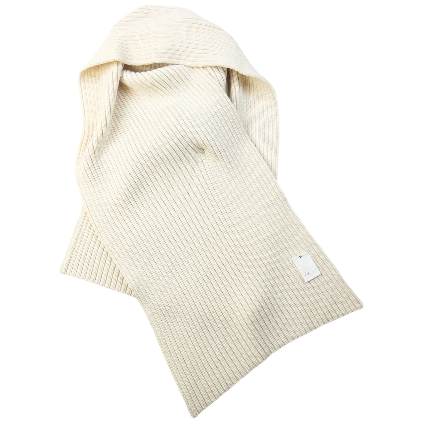 Vintage 90s Yohji Yamamoto Ribbed Knit Scarf | O/S, Cream