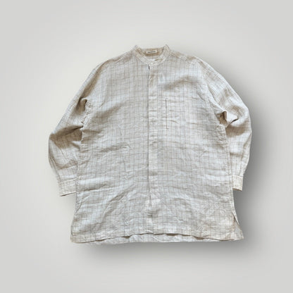 Issey Miyake IM Porduct Banded Collar Checked Linnen Shirt XL