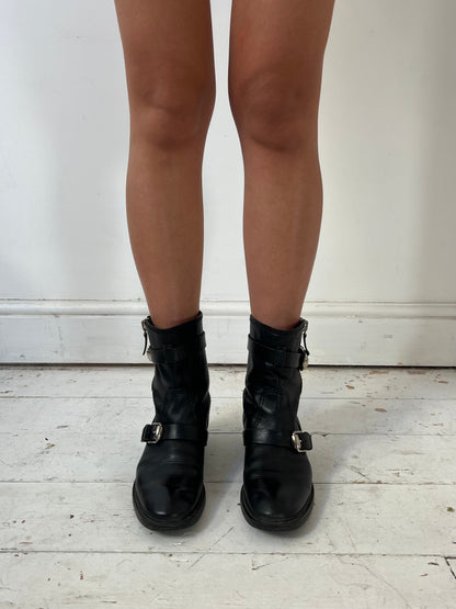 GUCCI BIKER BOOTS (EU 39) | DEFAULT TITLE, Black