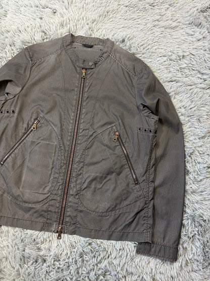 Prada Sport 00’s Ventilated Tela Patina Nylon Acrylic Biker Jacket - S/M | O/S, Grey