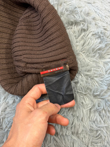 Prada Sport 00’s Brown Wool Ribbed Fisherman’s Beanie | O/S, Brown