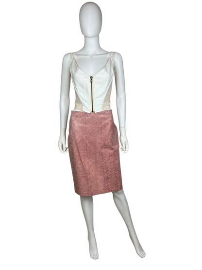 Hennes 1990s pink leather snakeskin skirt