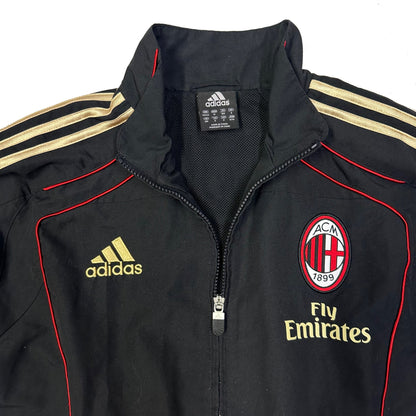 Adidas AC Milan 2010/12 Tracksuit Top In Black, Gold & Red ( M )