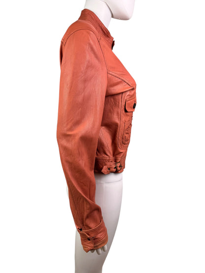 D&G 2000s salmon pink leather utility jacket | Salmon Pink, Salmon Pink