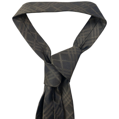 Vintage 2000s Burberry Nova Check Silk Tie | O/S, Brown