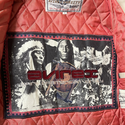 Avirex 'Spider Rock' Leather Varsity Jacket - S