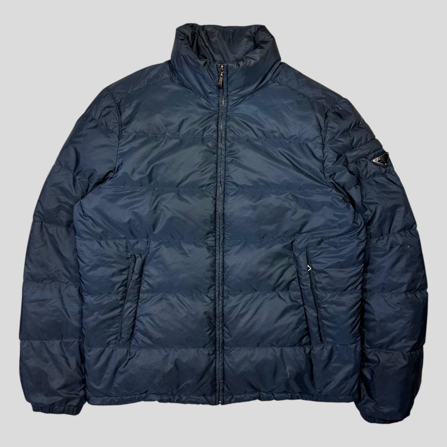Prada 2014 Navy Nylon Down Triangle Plaque Puffer Jacket - IT48 (M/L)