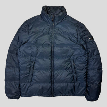 Prada 2014 Navy Nylon Down Triangle Plaque Puffer Jacket - IT48 (M/L)