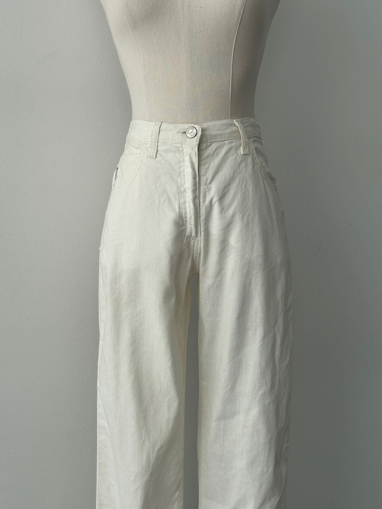 Armani Jeans 1990s Linen Slim Straight Leg Trousers - W26