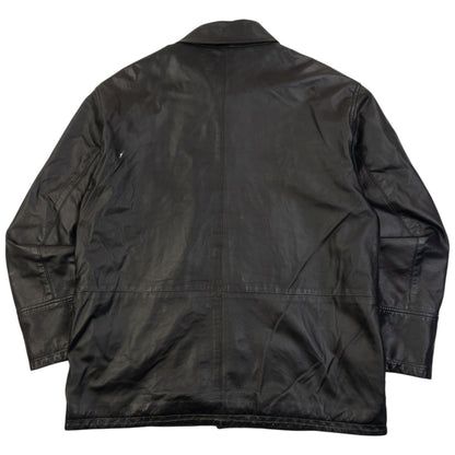 Vintage 2000s Burberry Nova Check Lined Leather Jacket Size M | Medium, Black