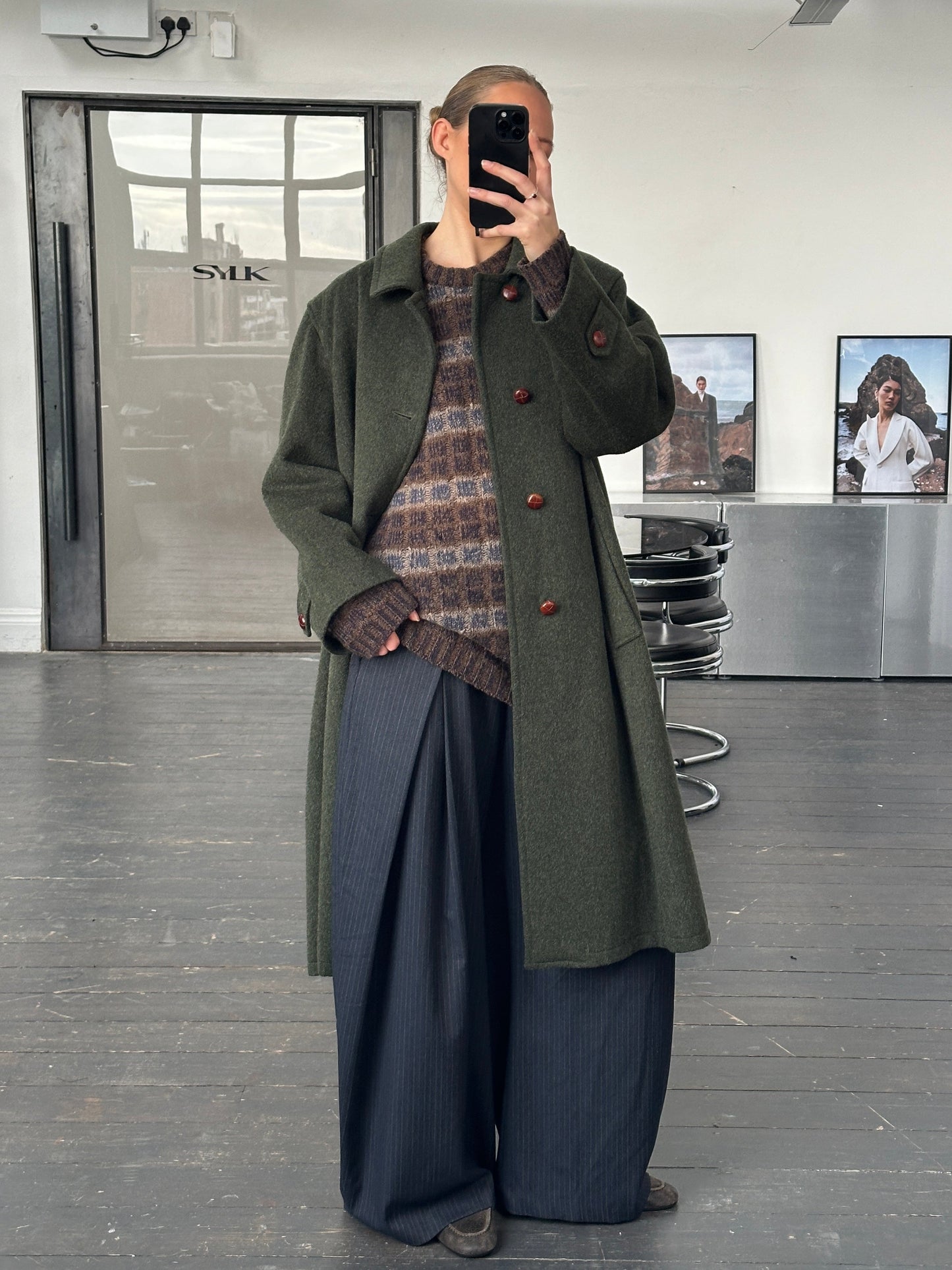 Italian Vintage 1990s Wool Alpaca Wool Single Breasted Coat - XL