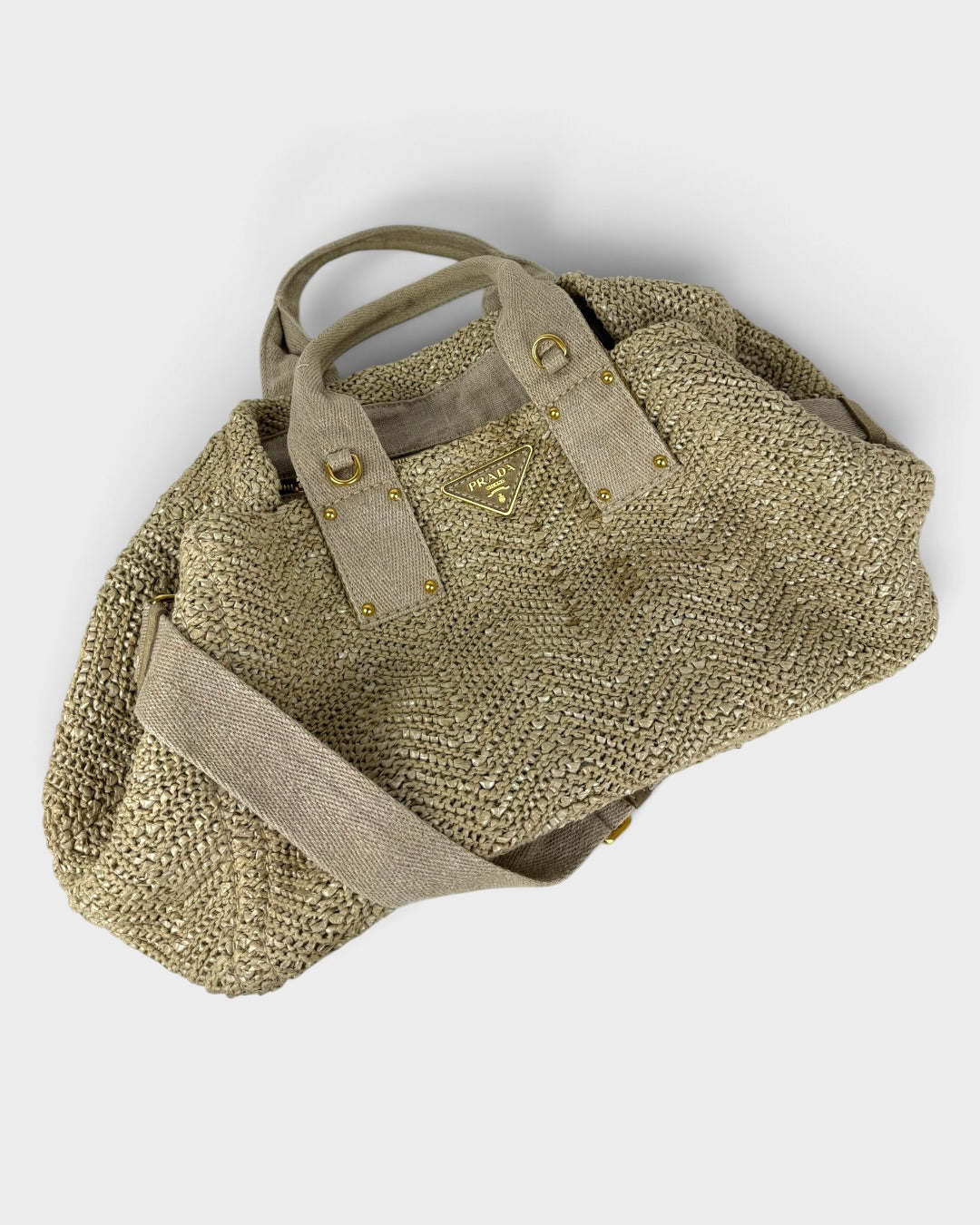 2000s Prada Raffia Woven 2Way Handbag | O/S, Multicoloured