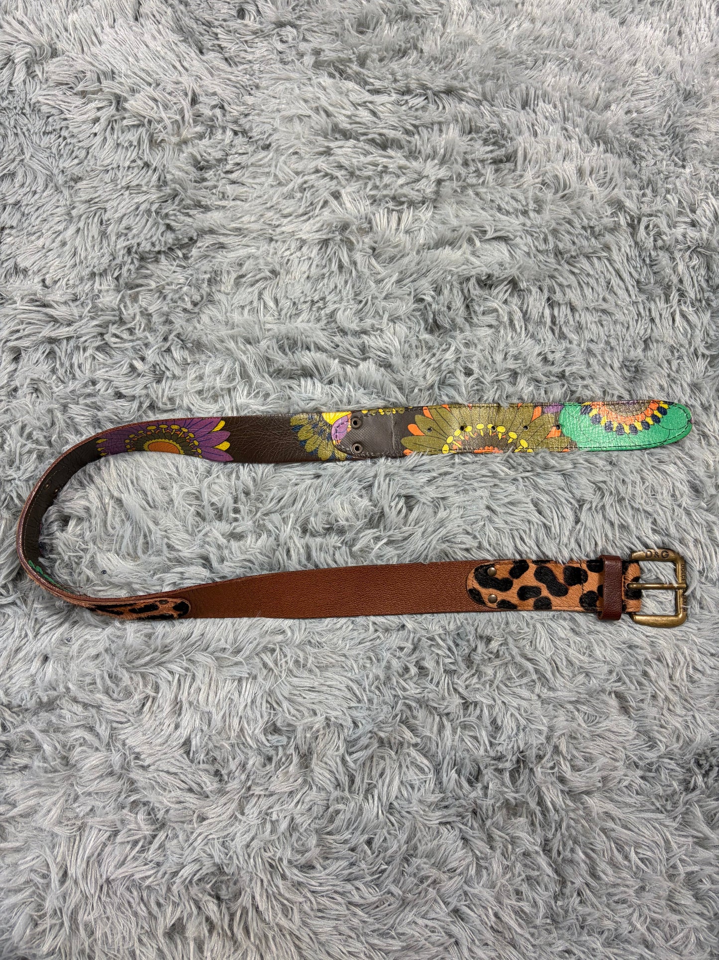 Dolce & Gabbana 00’s Pony Hair Leopard Reversible Leather Belt | O/S, Brown