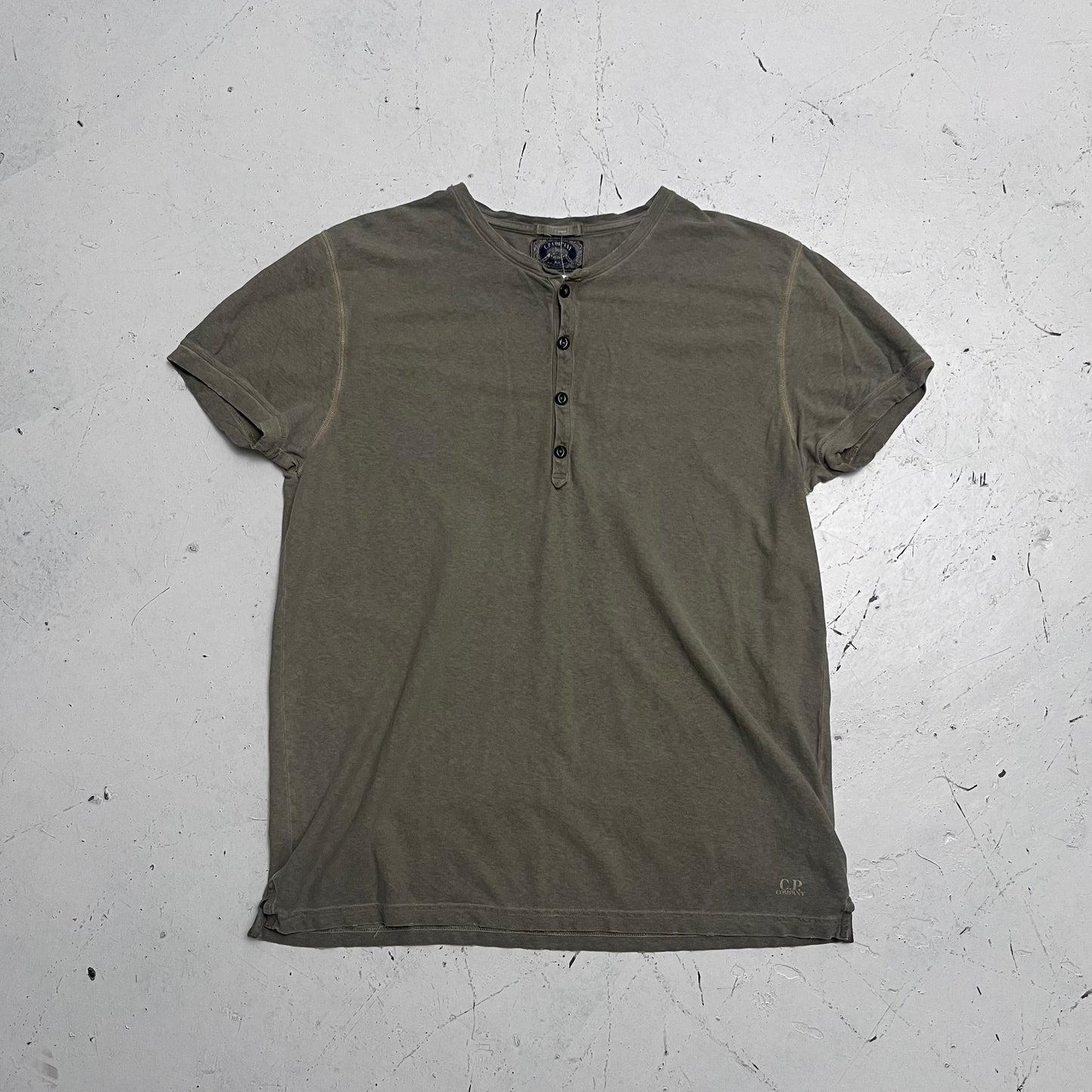 2000s cp company heritage henley tee | Green, Khaki