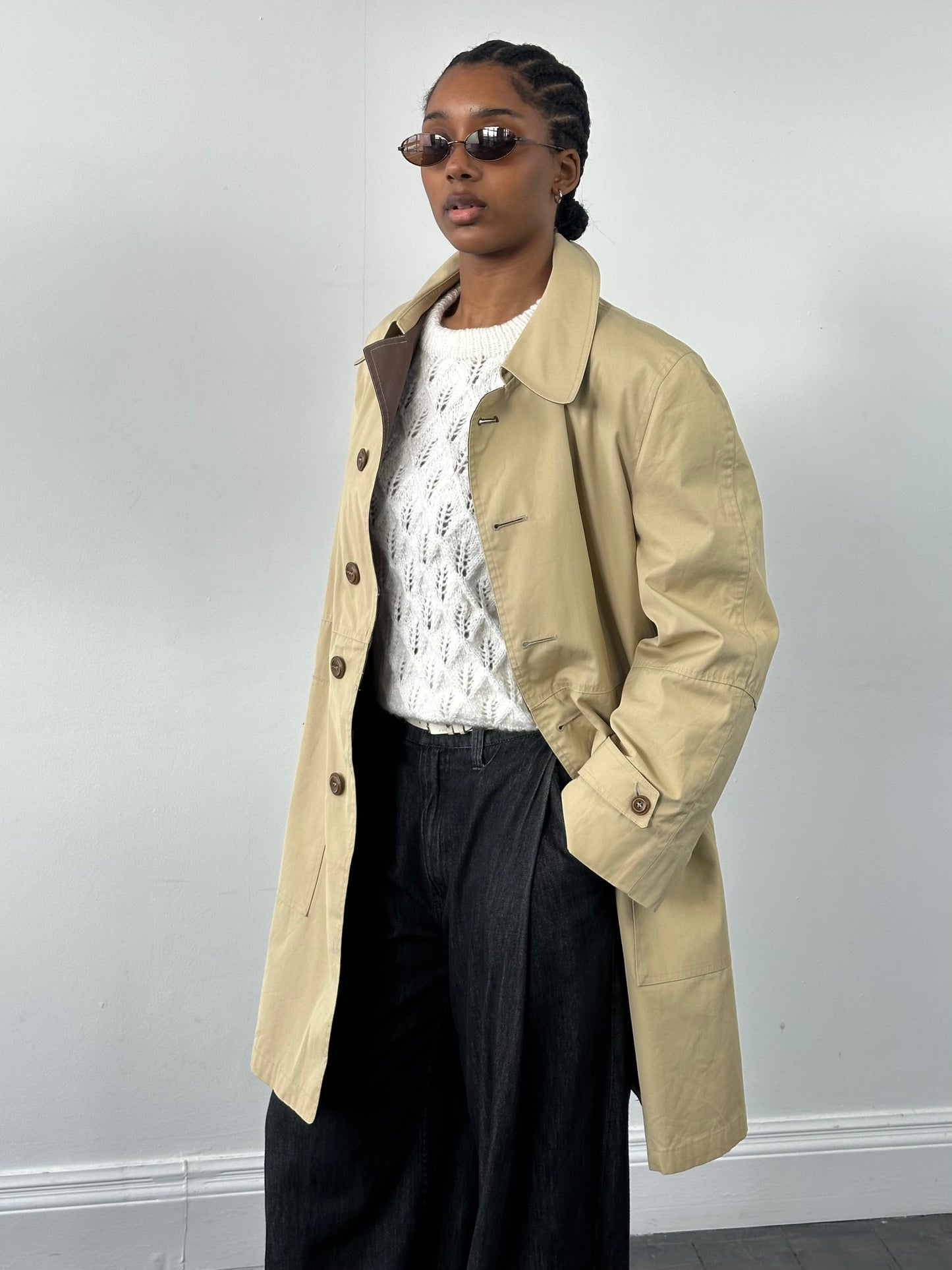 Christian Dior Paris 1980s Cotton Belted Trench Coat - M