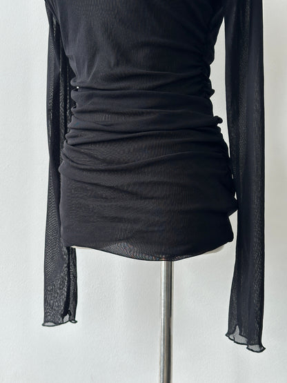 Max Mara Bodywear 2000s Rouched Sheer Top - M