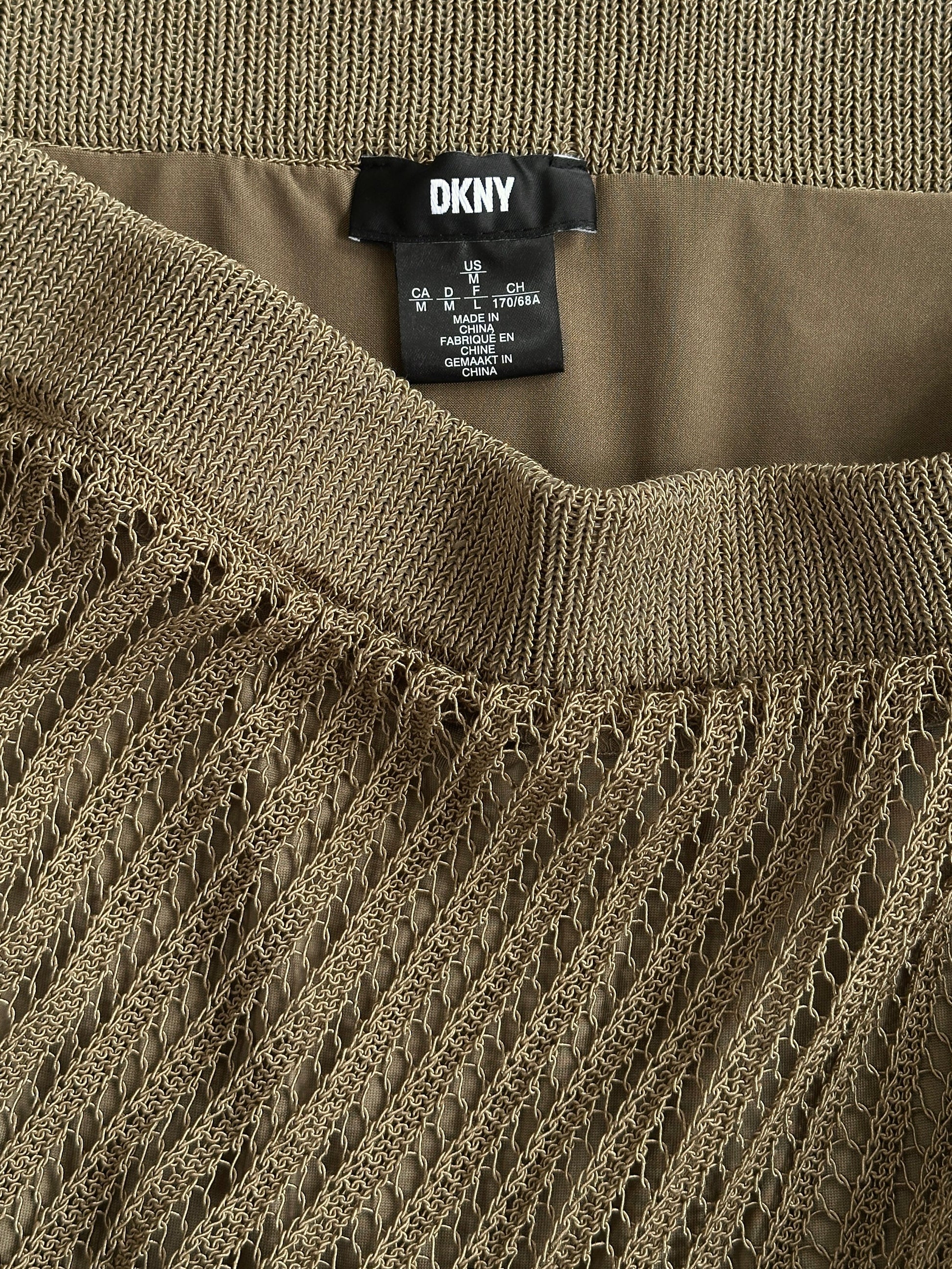 DKNY 2000s Cotton Open Knit Midi Skirt - W30