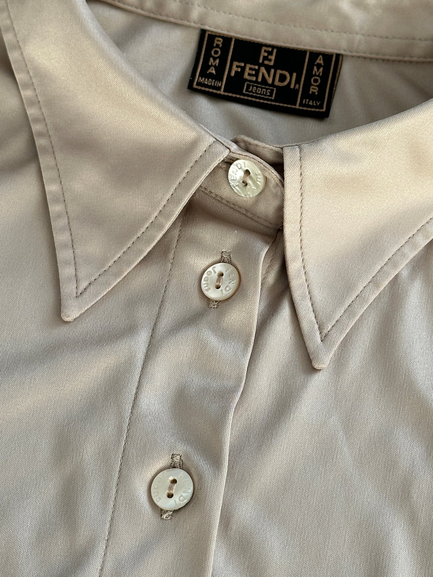 Fendi Sleeveless Satin Logo Shirt - M/L