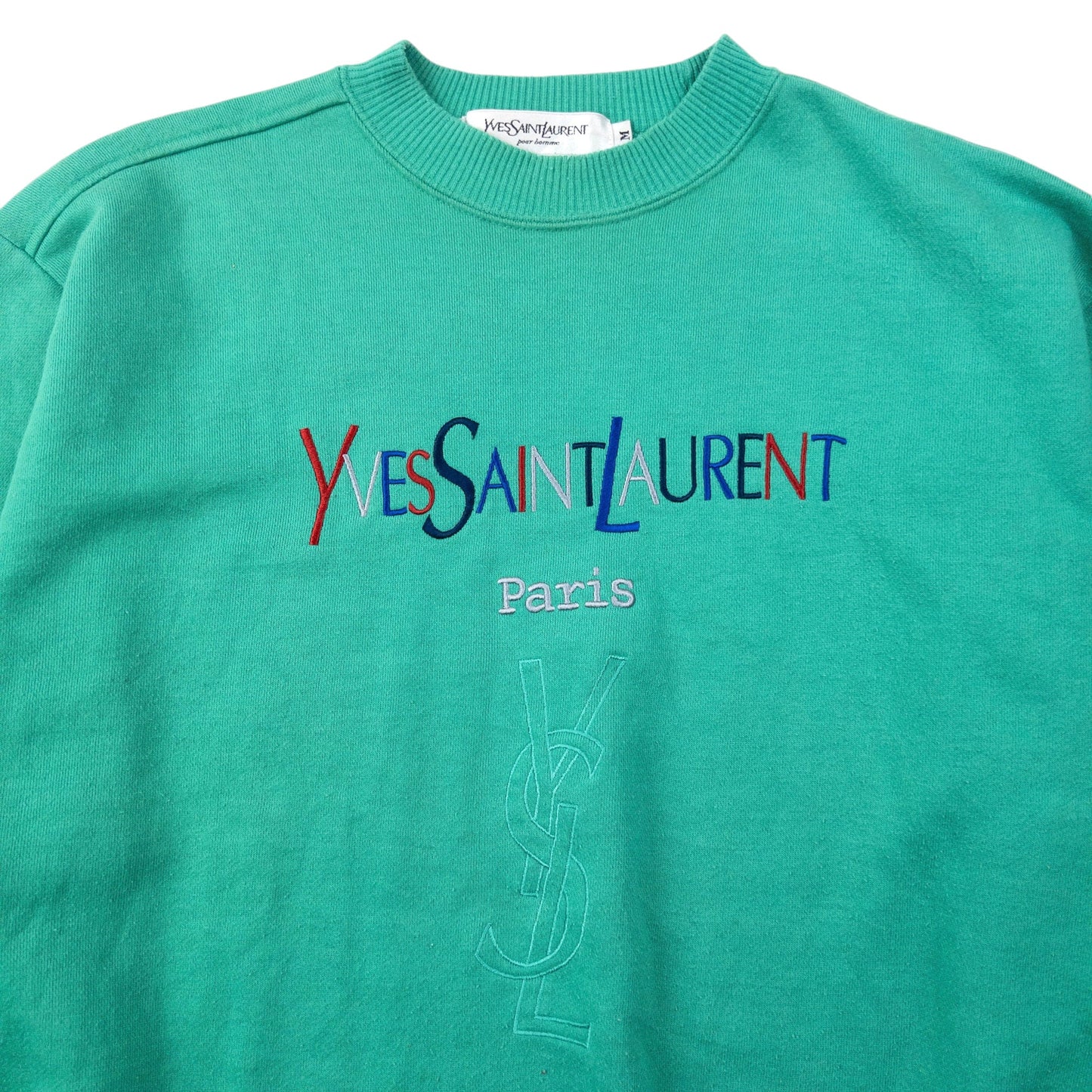 Vintage 90s YSL Yves Saint Laurent Embroidered Sweatshirt Size XS | XS, Green