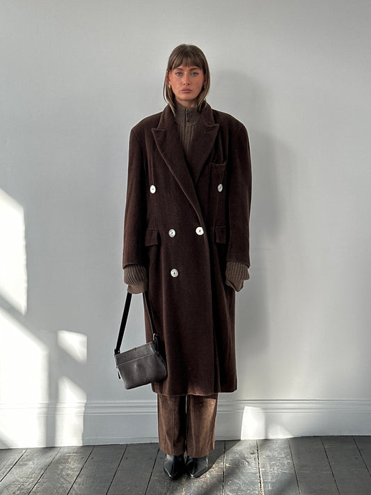 Moschino 1980s Wool Cashmere Double Breasted Coat - XL