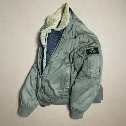 A/W 1989 Sage Green Raso Gommato Dual Layer Bomber