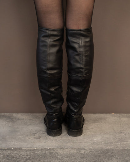 ANN DEMEULEMEESTER KNEE HIGH BOOTS (EU 39, FITS LIKE 40) | DEFAULT TITLE, Black