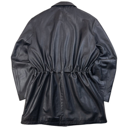 Vintage 2000s Burberry Nova Check Lined Leather Jacket Size L | Large, Black