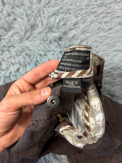 Stussy 00’s Embroidered Logo Striped Brown Shorts - S | O/S, Brown