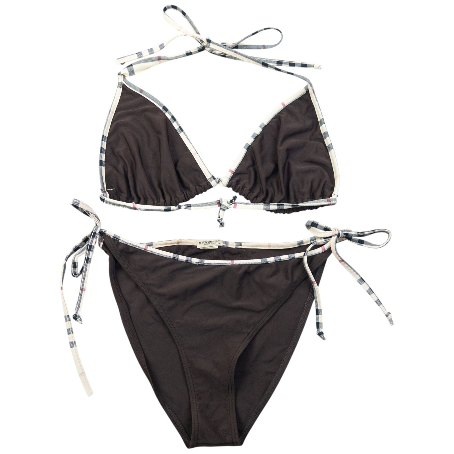 Vintage 2000s Burberry Nova Check Trim Bikini Set Womens Size XXL | XXL, Brown