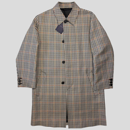 Prada 2020 Plaid Houndstooth Impermeable Virgin Wool Car Coat  - M | O/S, Red
