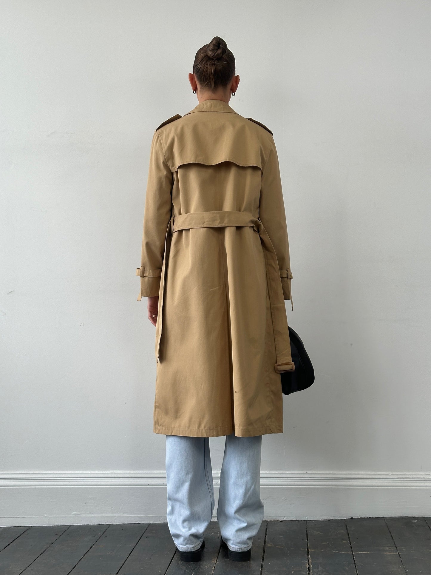 London Fog Cotton Double Breasted Belted Trench Coat - M