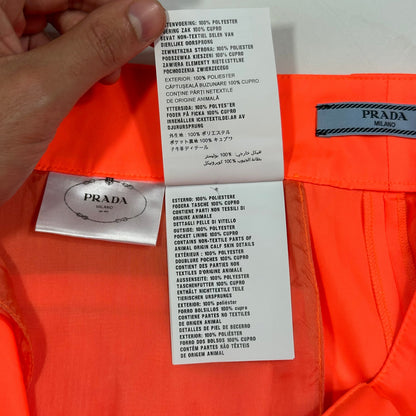 Prada Milano 2018 Orange Nylon Gabardine Triangle Logo Trousers - S/M | Small, Orange